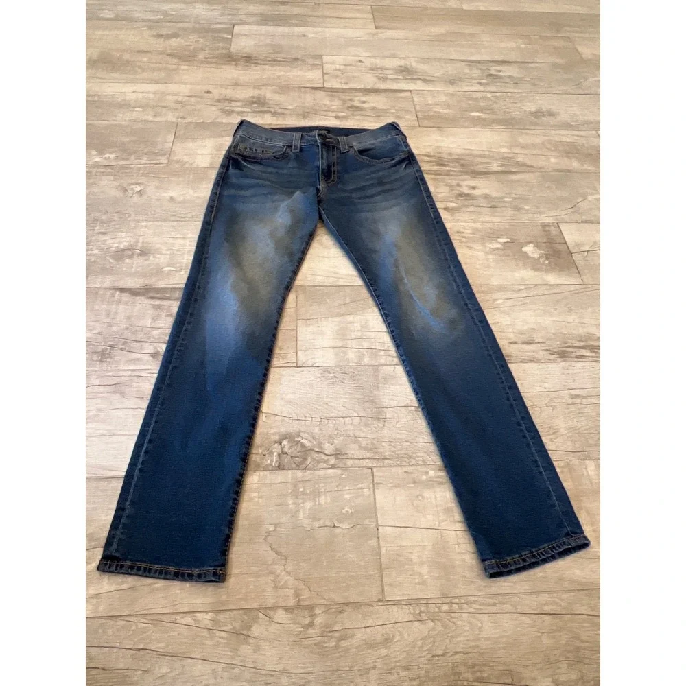 True Religion Geno Relaxed Slim Mens Jeans Dark Wash Size 33 X 34‎